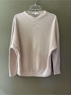 Brea Canyon Marina Funnel Neck Cable Knit Sweater Size L beige/tan